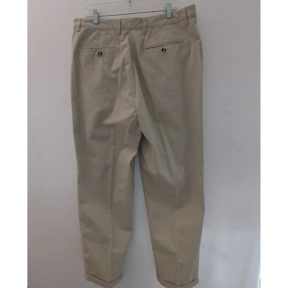 Authentic Laundered Khakis Pants  Men Sz 38x32 Pleated Cuffed‎ Hems Office Wear